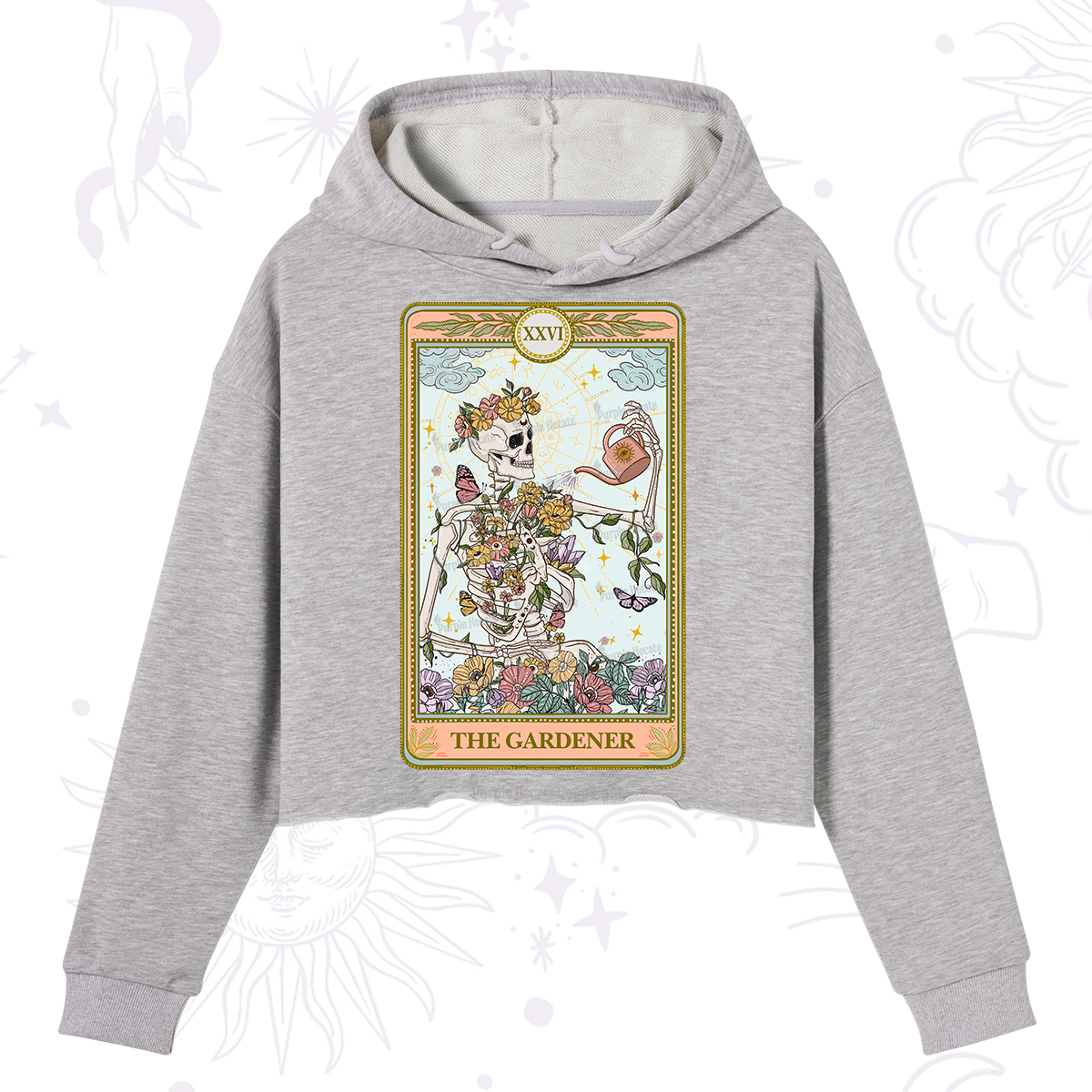 Purplehecate The Skeleton Gardener Tarot Crop Hoodie