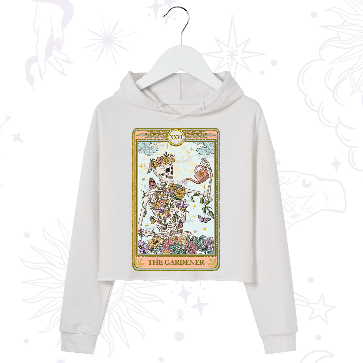 Purplehecate The Skeleton Gardener Tarot Crop Hoodie