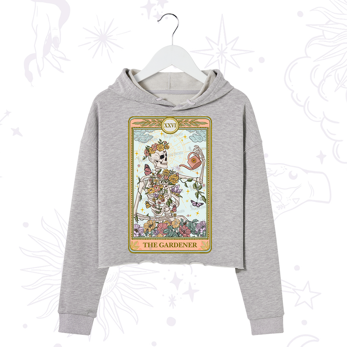 Purplehecate The Skeleton Gardener Tarot Crop Hoodie