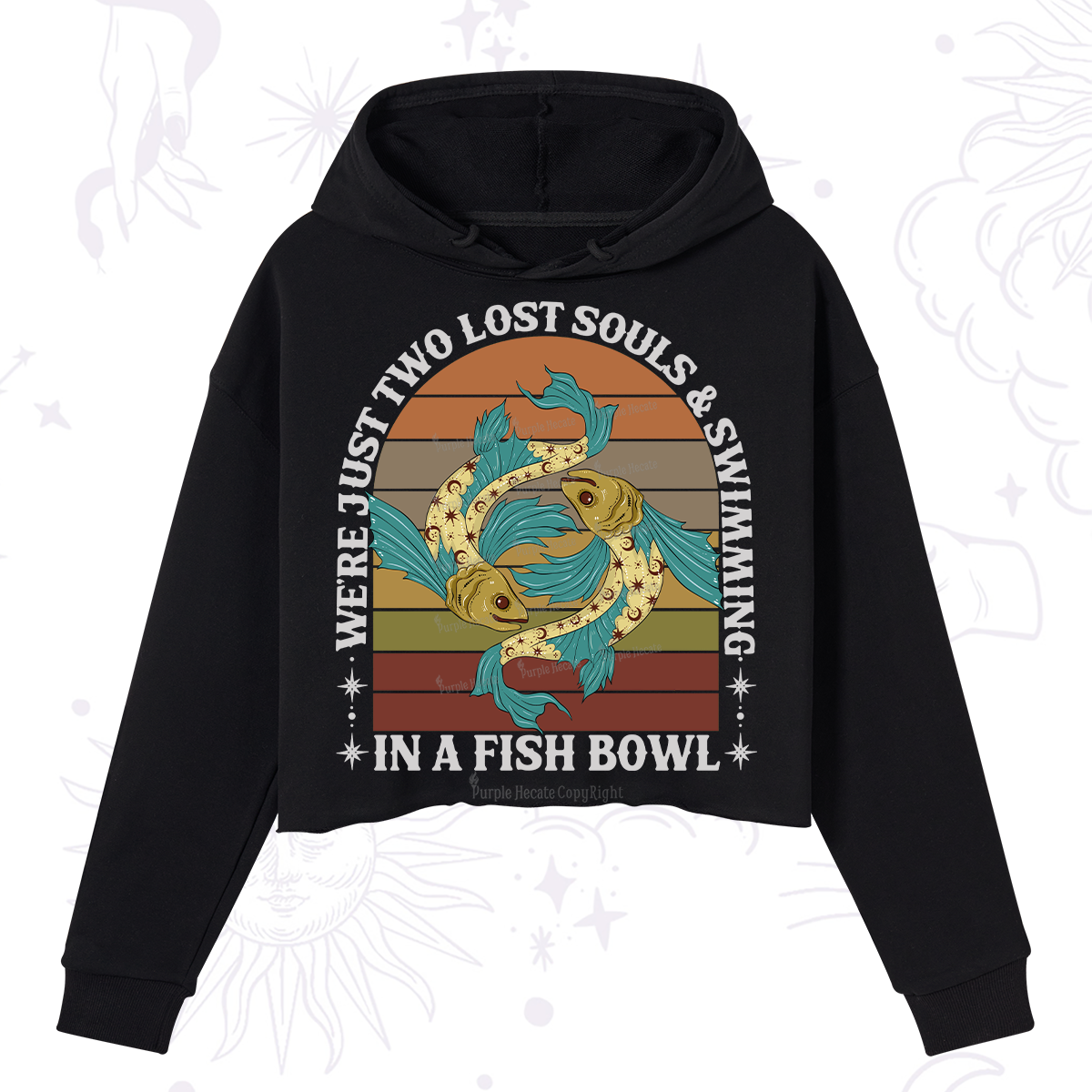 Purplehecate We're Just Two Lost Souls Swimming In A Fish Bowl Crop Hoodie