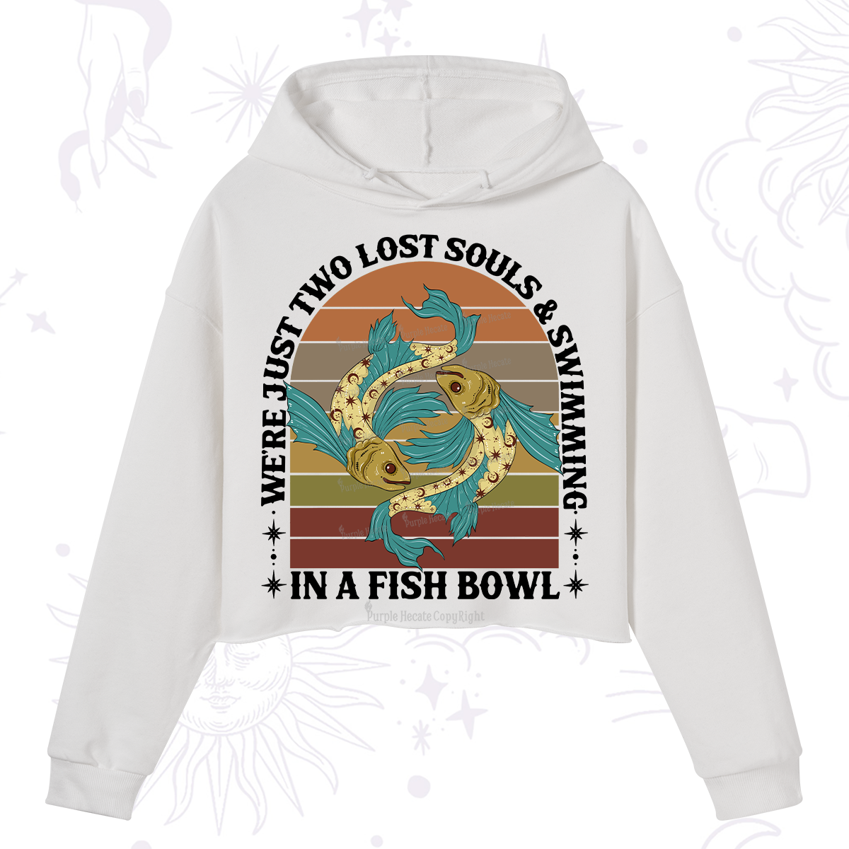 Purplehecate We're Just Two Lost Souls Swimming In A Fish Bowl Crop Hoodie