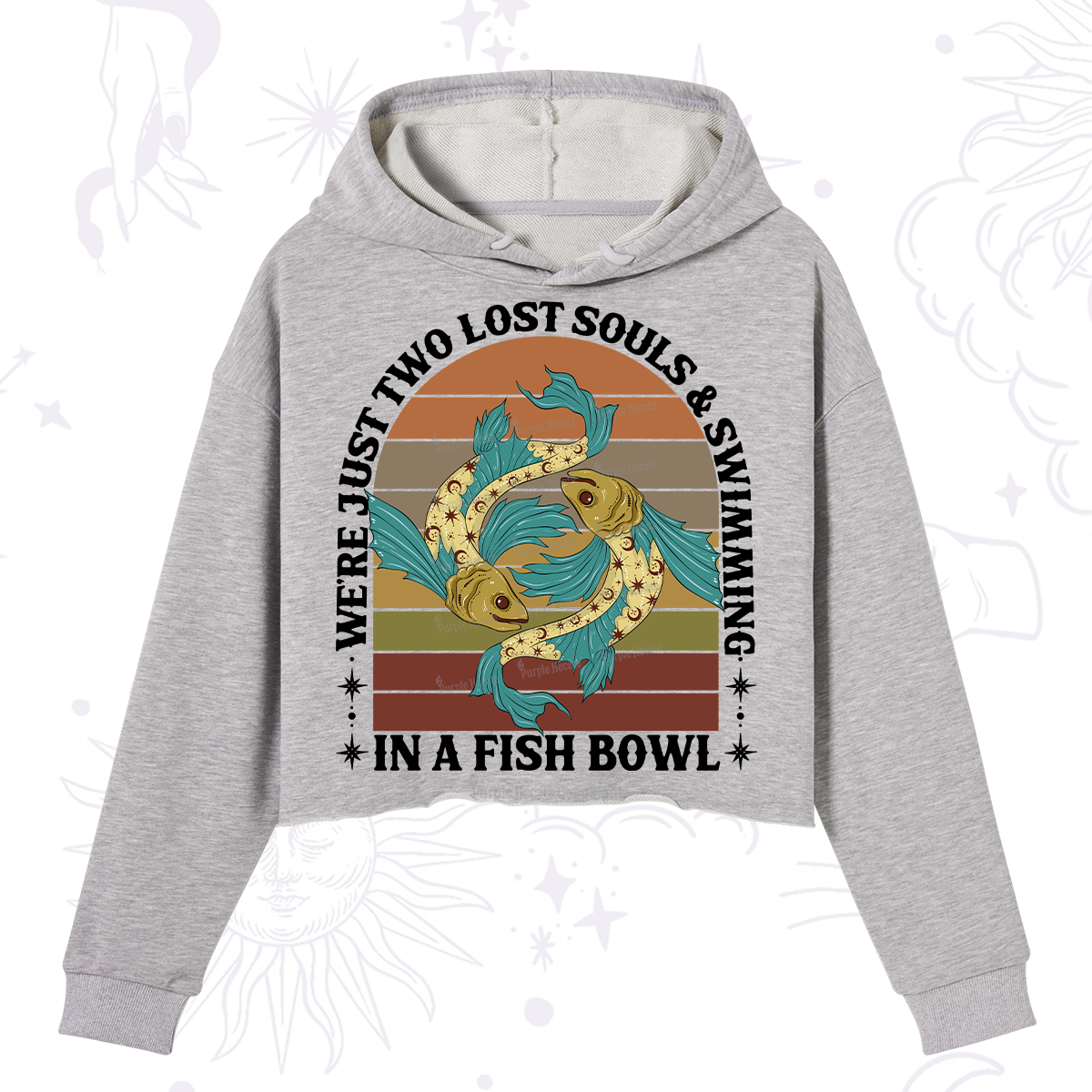 Purplehecate We're Just Two Lost Souls Swimming In A Fish Bowl Crop Hoodie