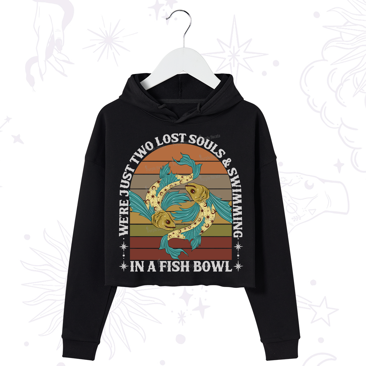 Purplehecate We're Just Two Lost Souls Swimming In A Fish Bowl Crop Hoodie