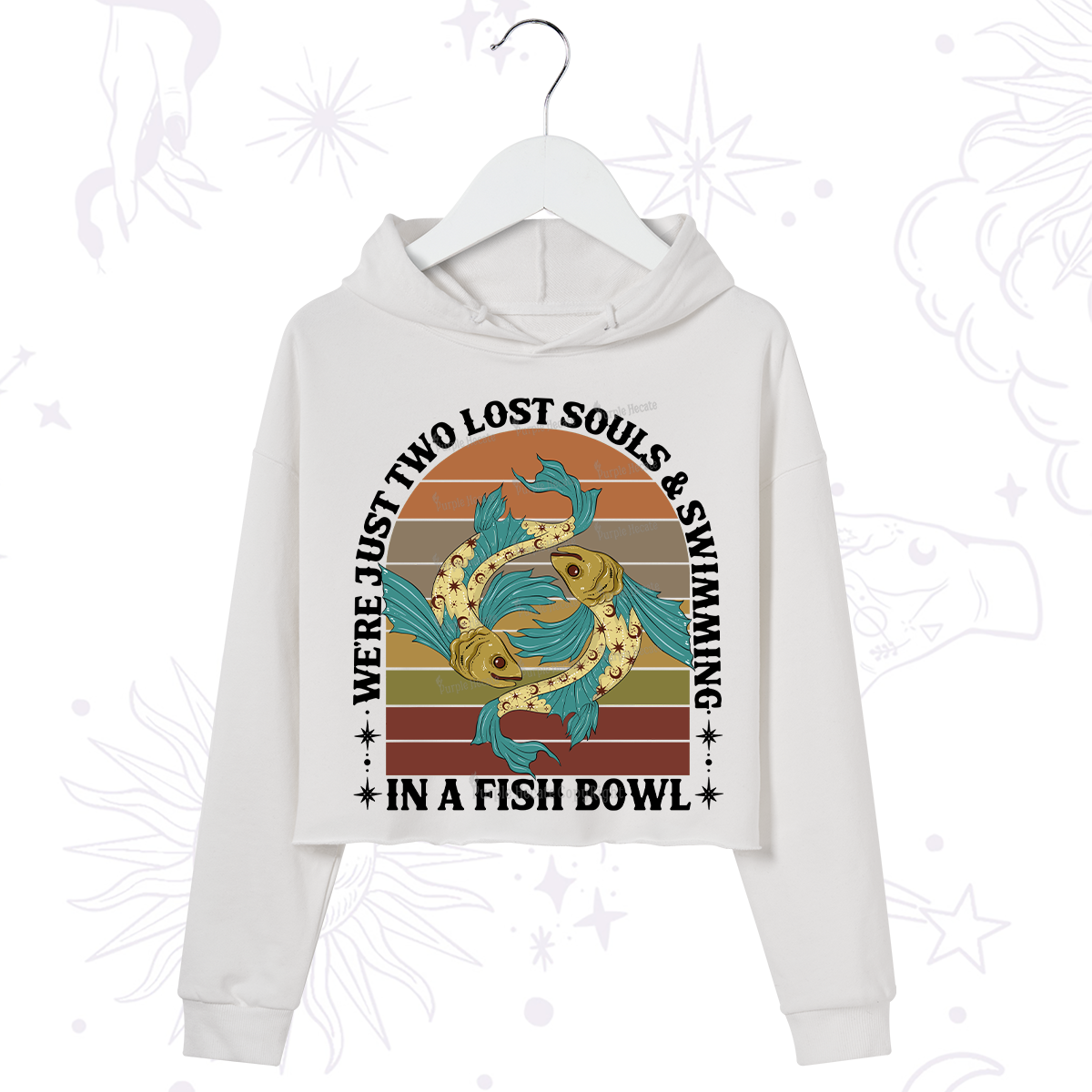 Purplehecate We're Just Two Lost Souls Swimming In A Fish Bowl Crop Hoodie