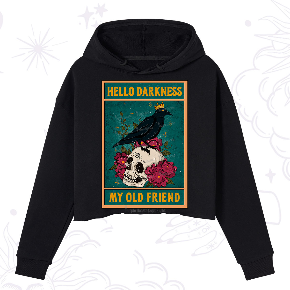 Purplehecate The Hello Darkness My Old Friend Oracle Card Crop Hoodie