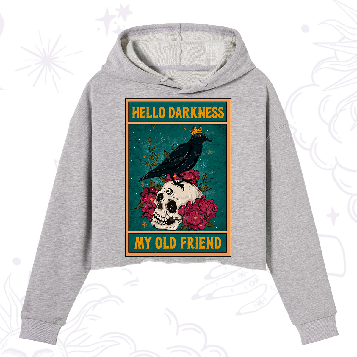 Purplehecate The Hello Darkness My Old Friend Oracle Card Crop Hoodie