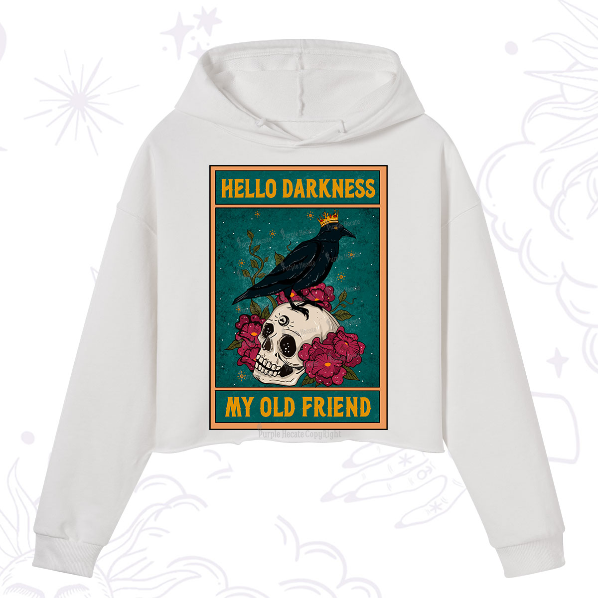 Purplehecate The Hello Darkness My Old Friend Oracle Card Crop Hoodie