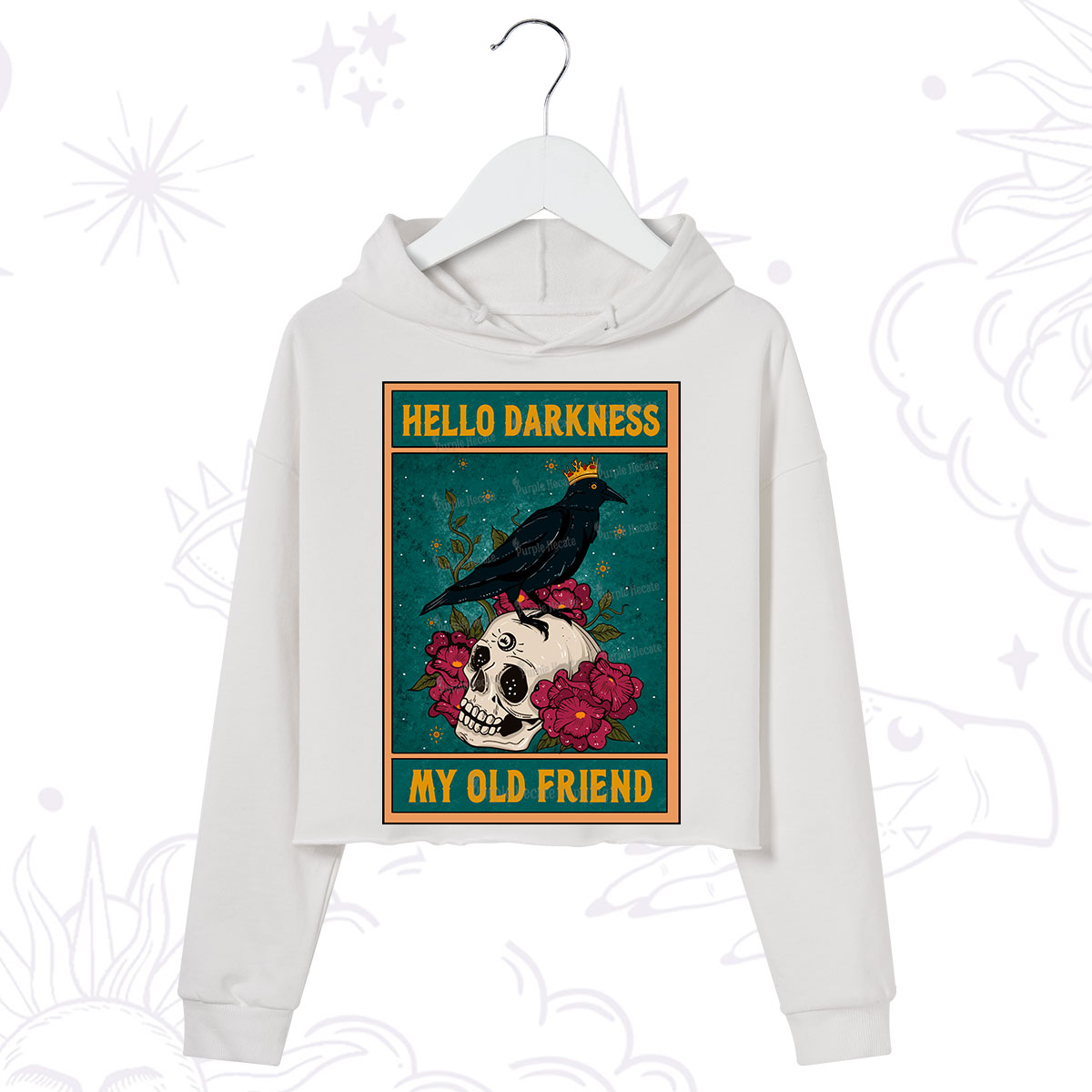 Purplehecate The Hello Darkness My Old Friend Oracle Card Crop Hoodie