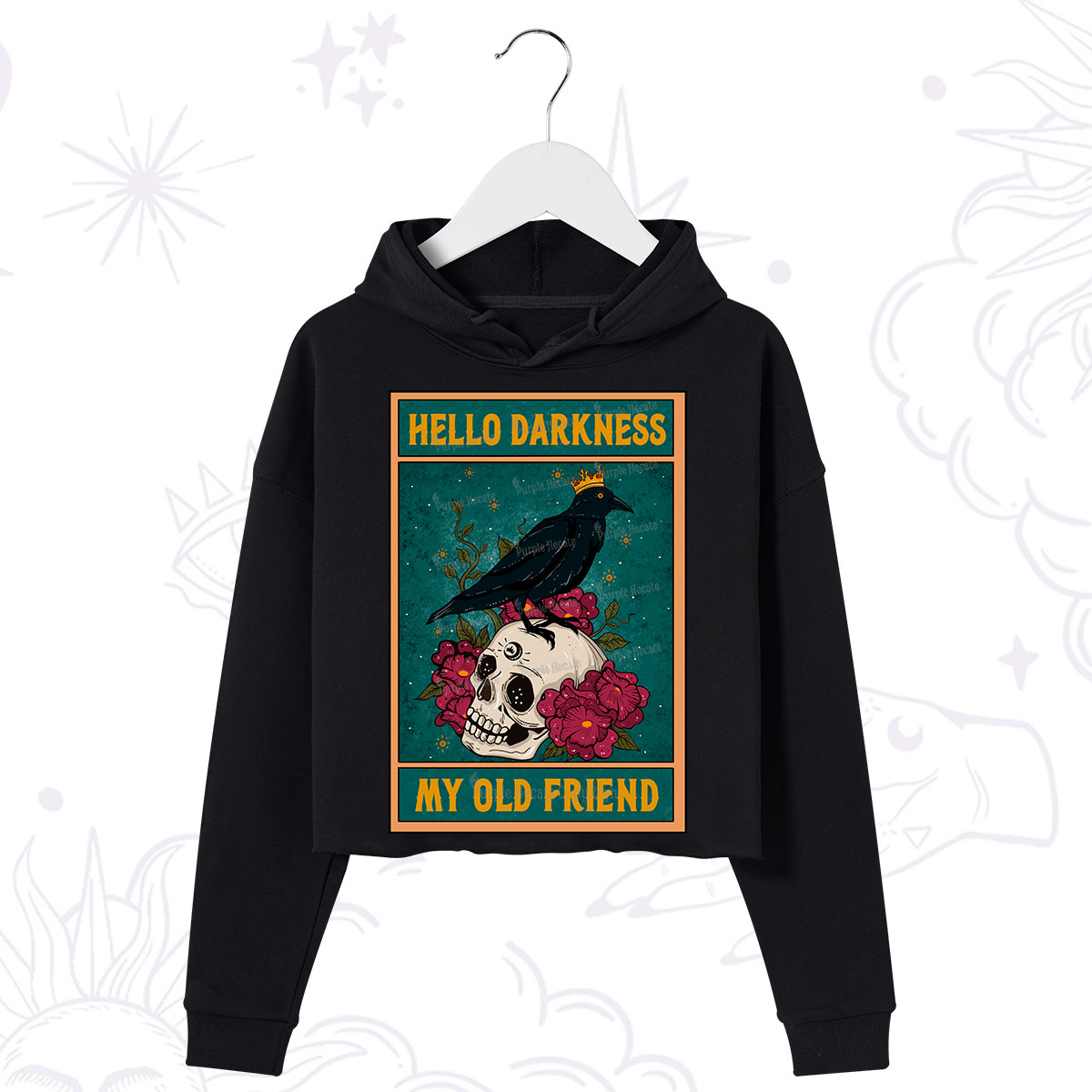 Purplehecate The Hello Darkness My Old Friend Oracle Card Crop Hoodie