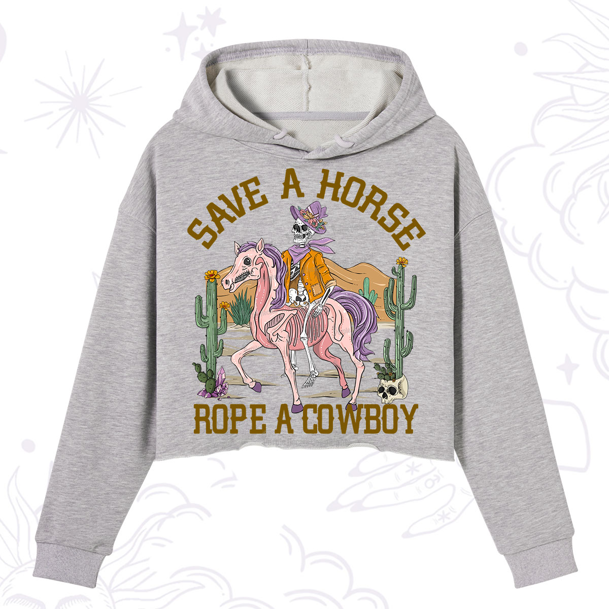 Purplehecate Save A Horse Rope A Cowboy Crop Hoodie