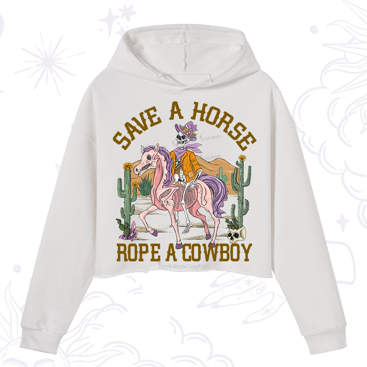 Purplehecate Save A Horse Rope A Cowboy Crop Hoodie
