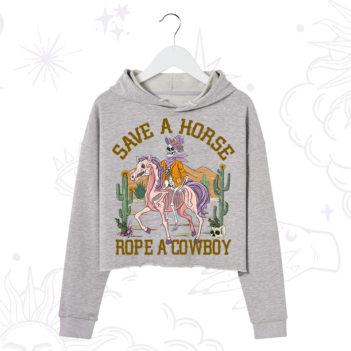 Purplehecate Save A Horse Rope A Cowboy Crop Hoodie