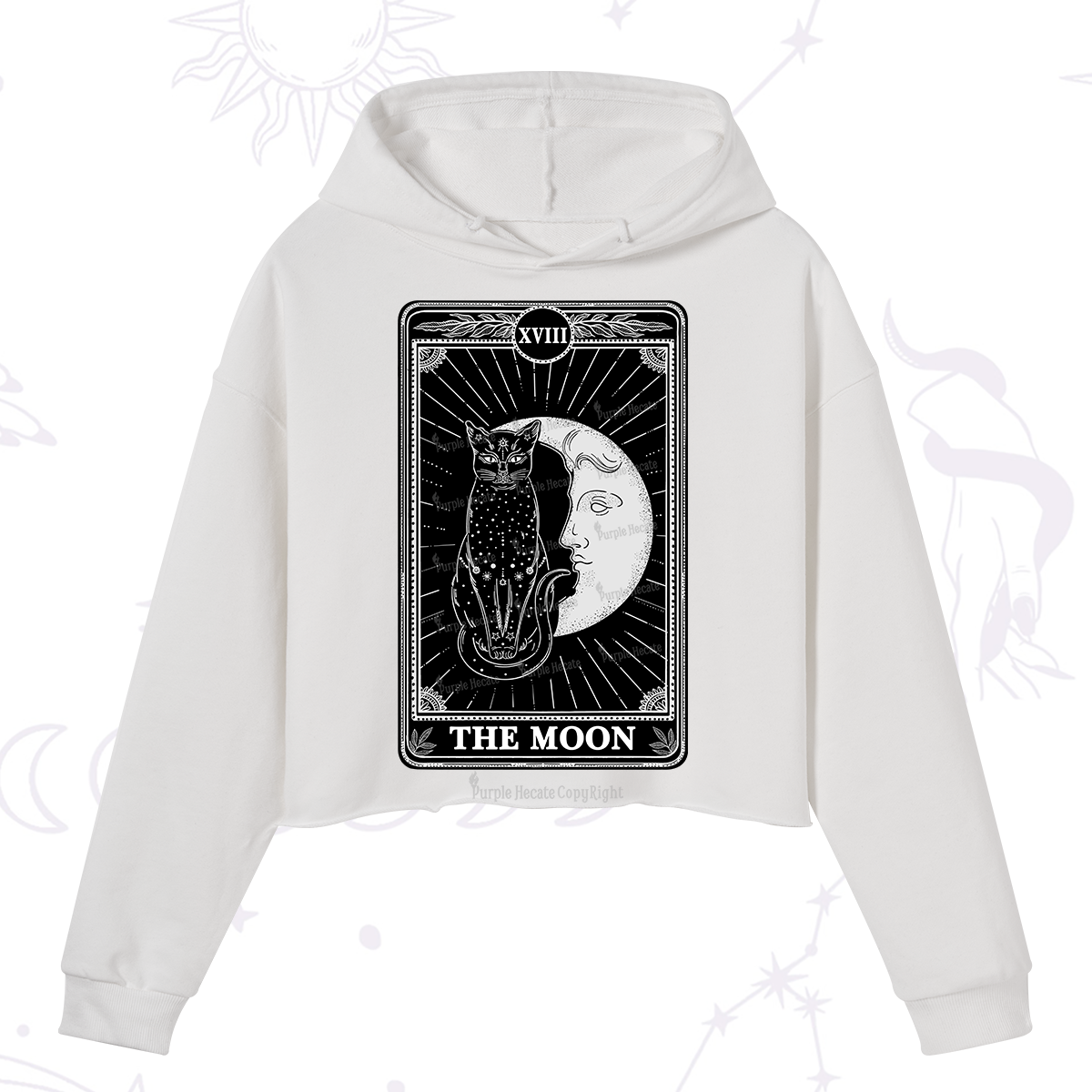Purplehecate The Moon Tarot Card Crop Hoodie