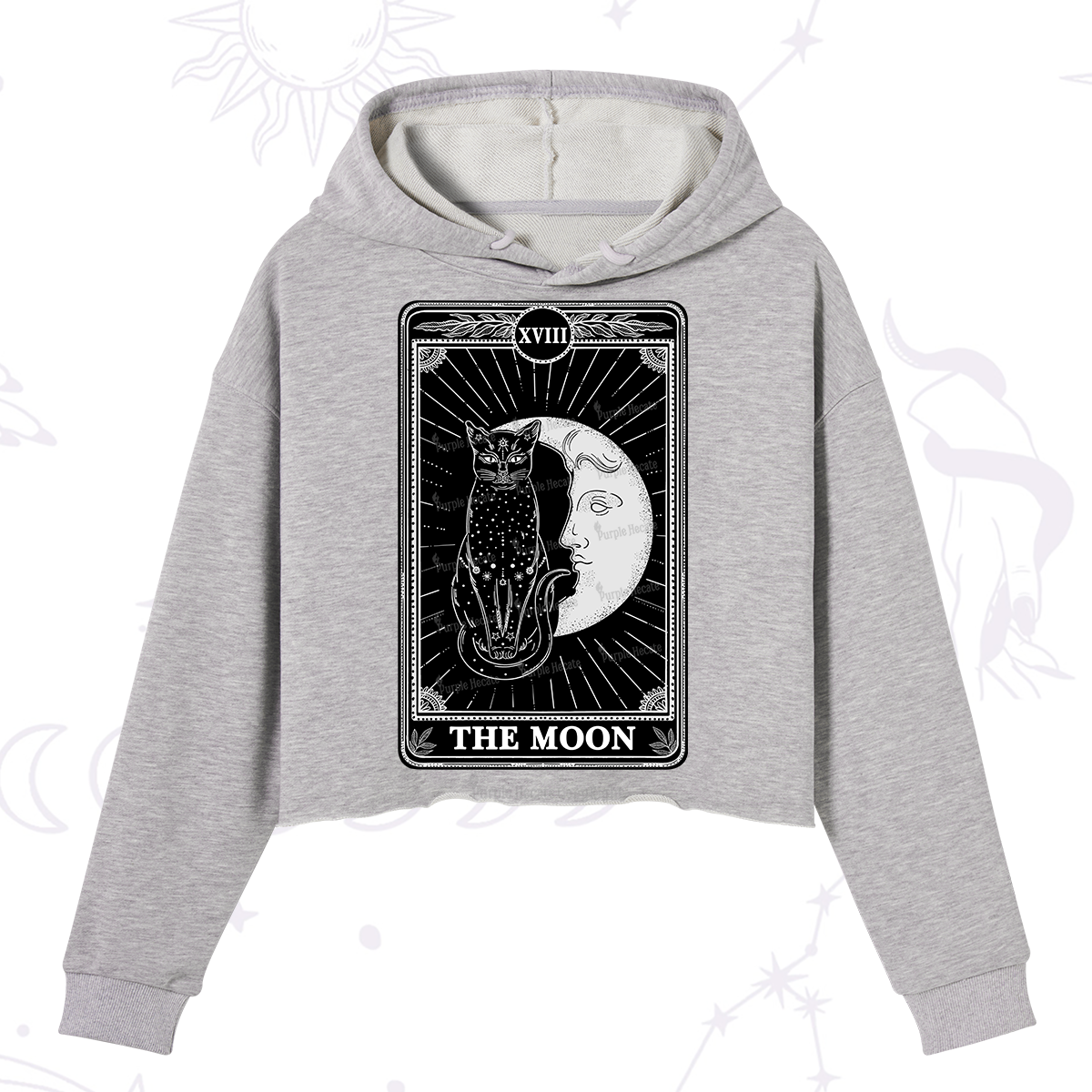 Purplehecate The Moon Tarot Card Crop Hoodie