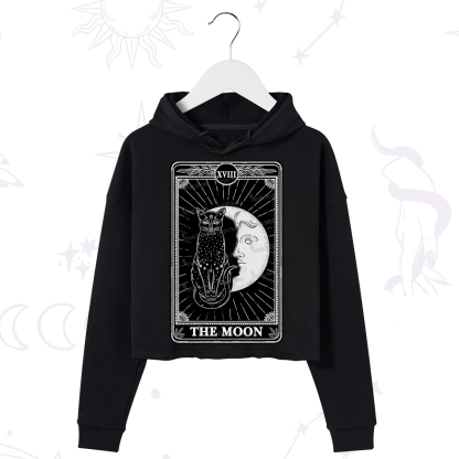 Purplehecate The Moon Tarot Card Crop Hoodie