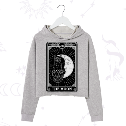 Purplehecate The Moon Tarot Card Crop Hoodie