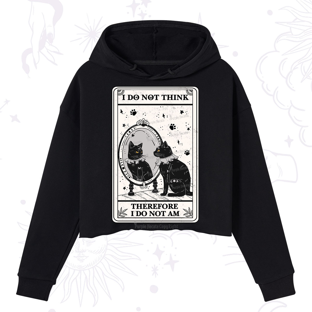 Purplehecate The I Do Not Think Therefore I Do Not Am Oracle Card Crop Hoodie