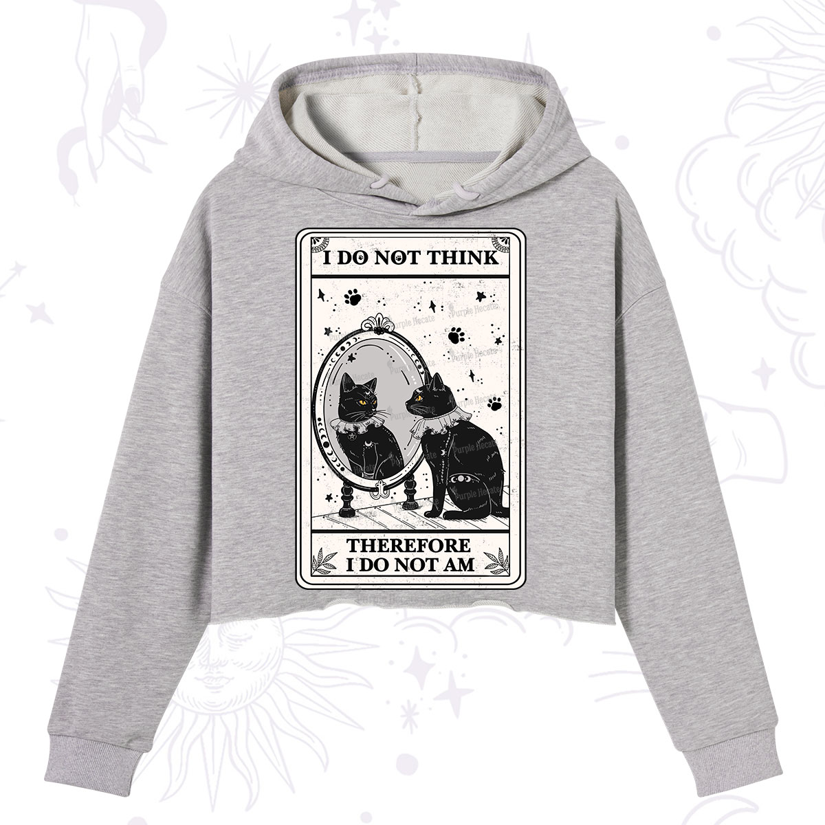 Purplehecate The I Do Not Think Therefore I Do Not Am Oracle Card Crop Hoodie