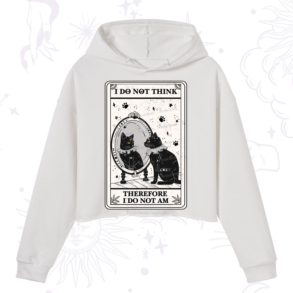 Purplehecate The I Do Not Think Therefore I Do Not Am Oracle Card Crop Hoodie