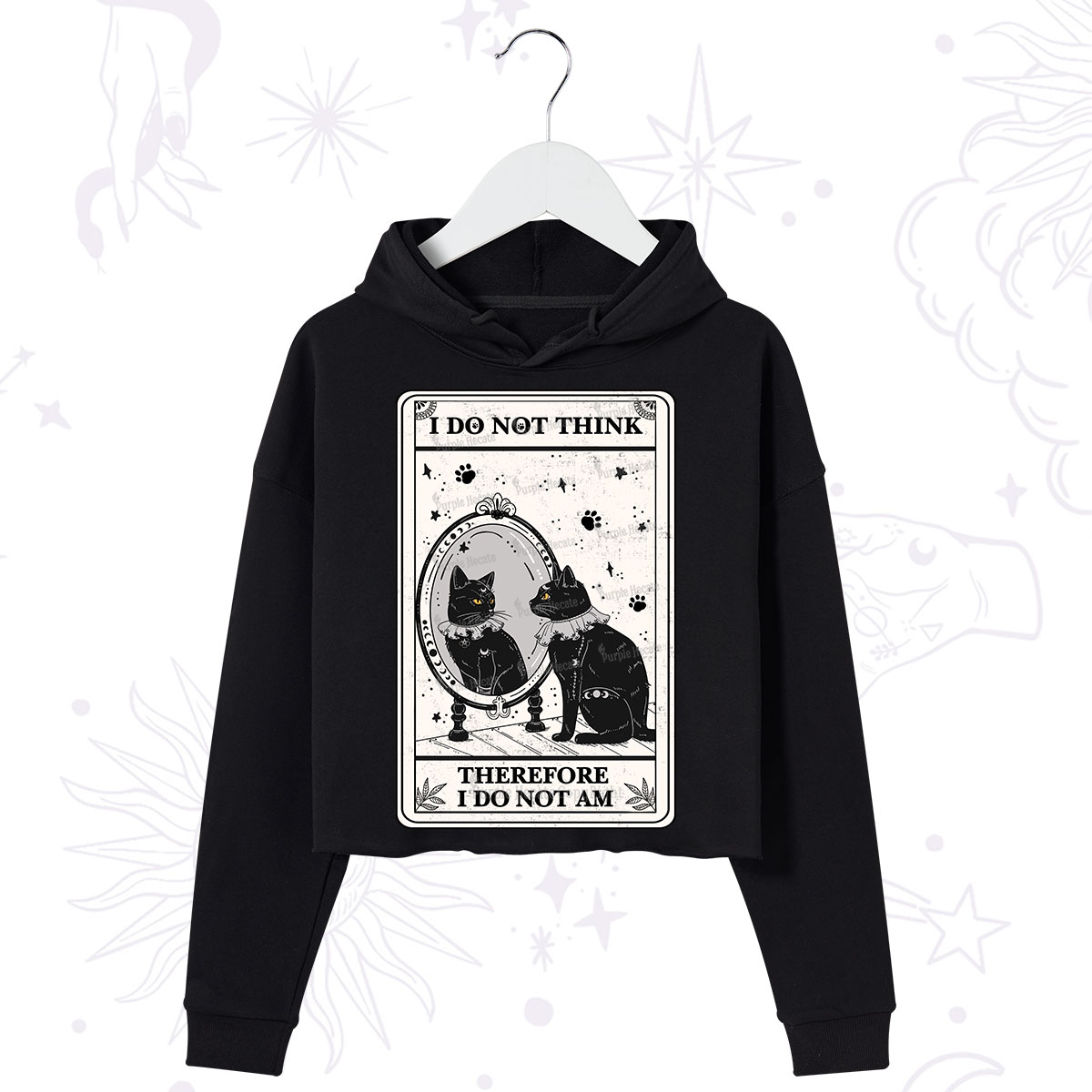 Purplehecate The I Do Not Think Therefore I Do Not Am Oracle Card Crop Hoodie