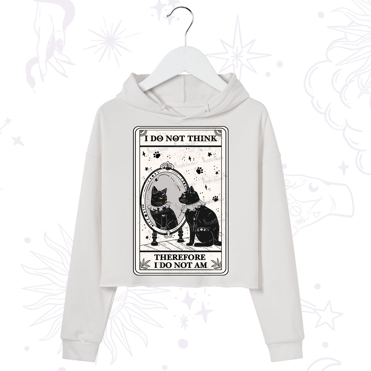 Purplehecate The I Do Not Think Therefore I Do Not Am Oracle Card Crop Hoodie
