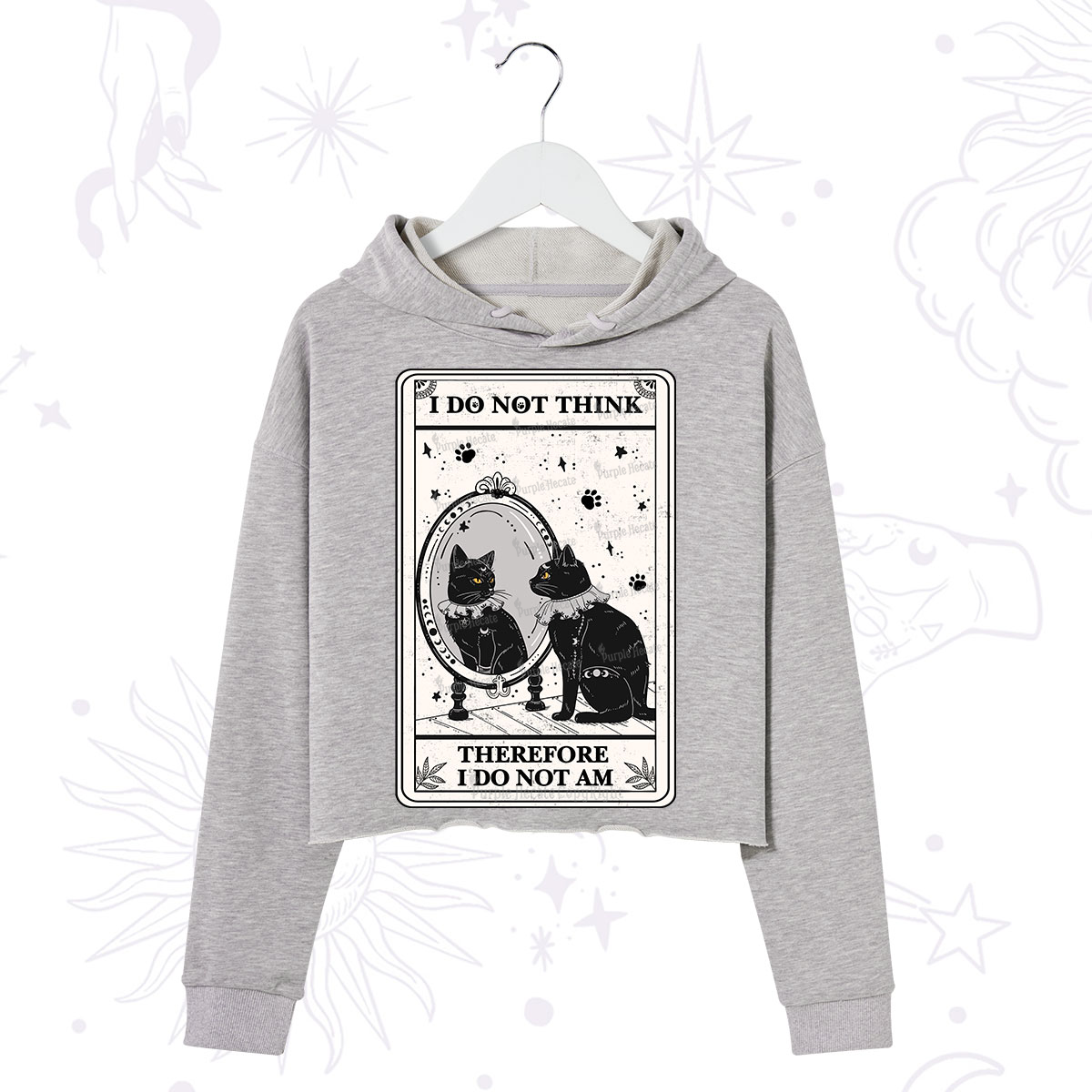 Purplehecate The I Do Not Think Therefore I Do Not Am Oracle Card Crop Hoodie