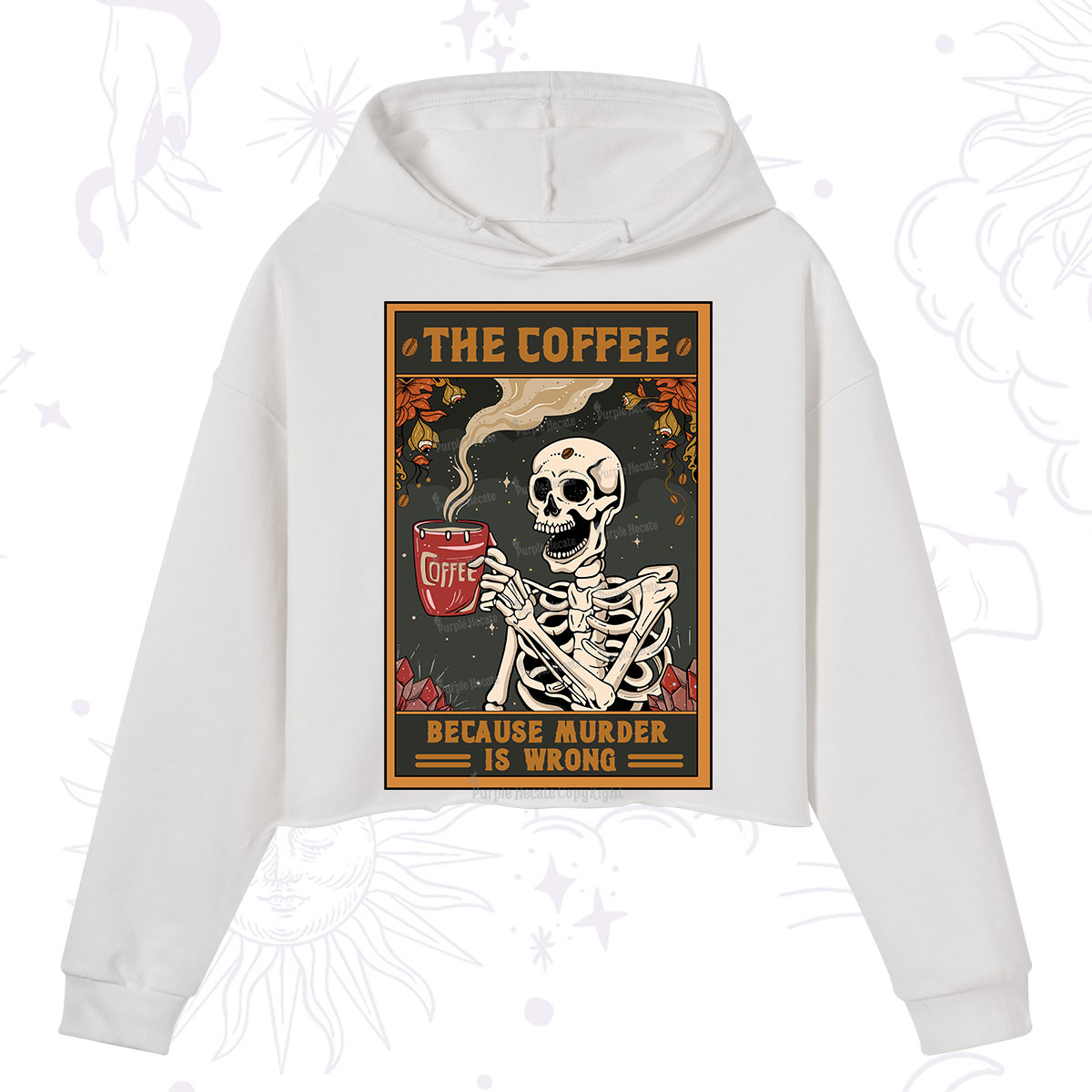 Purplehecate The Coffee Because Murder Is Wrong Oracle Card Crop Hoodie