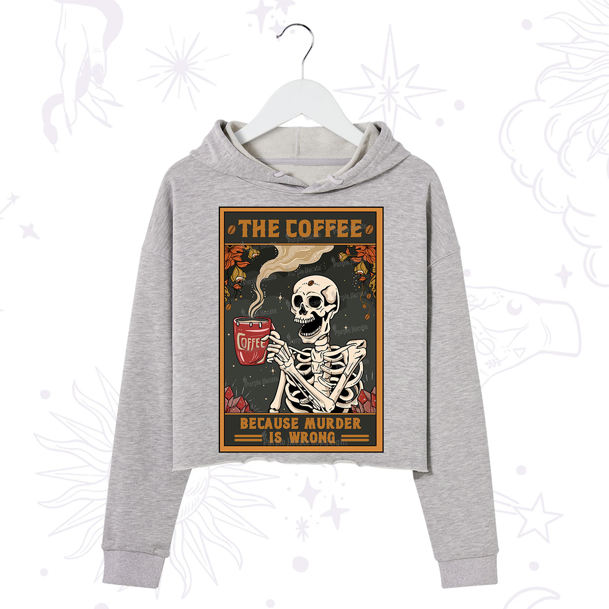 Purplehecate The Coffee Because Murder Is Wrong Oracle Card Crop Hoodie