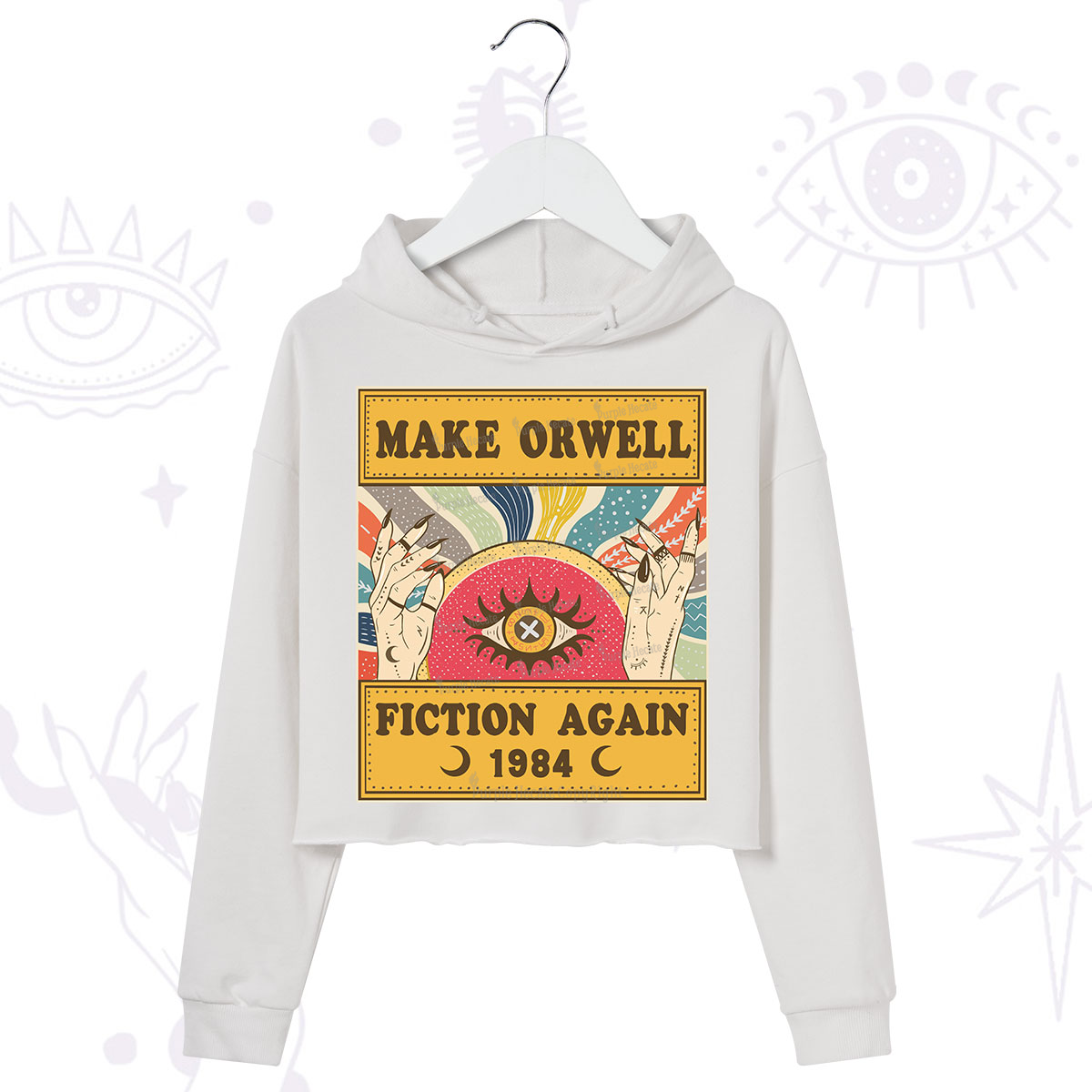 Purplehecate Make 1984 Fiction Again Crop Hoodie