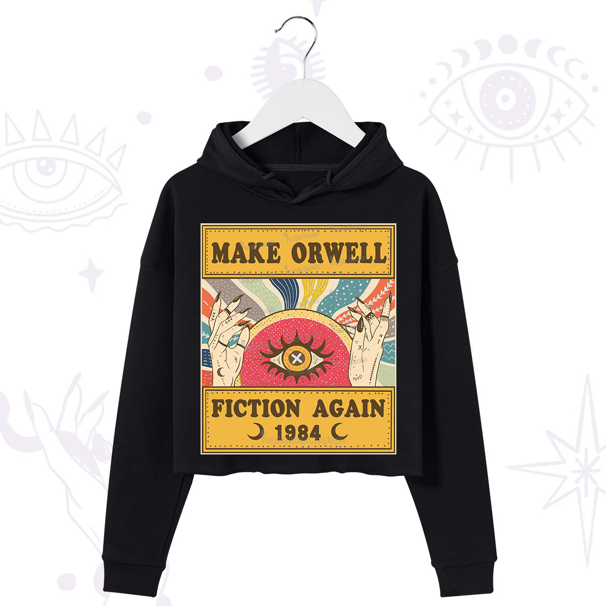 Purplehecate Make 1984 Fiction Again Crop Hoodie