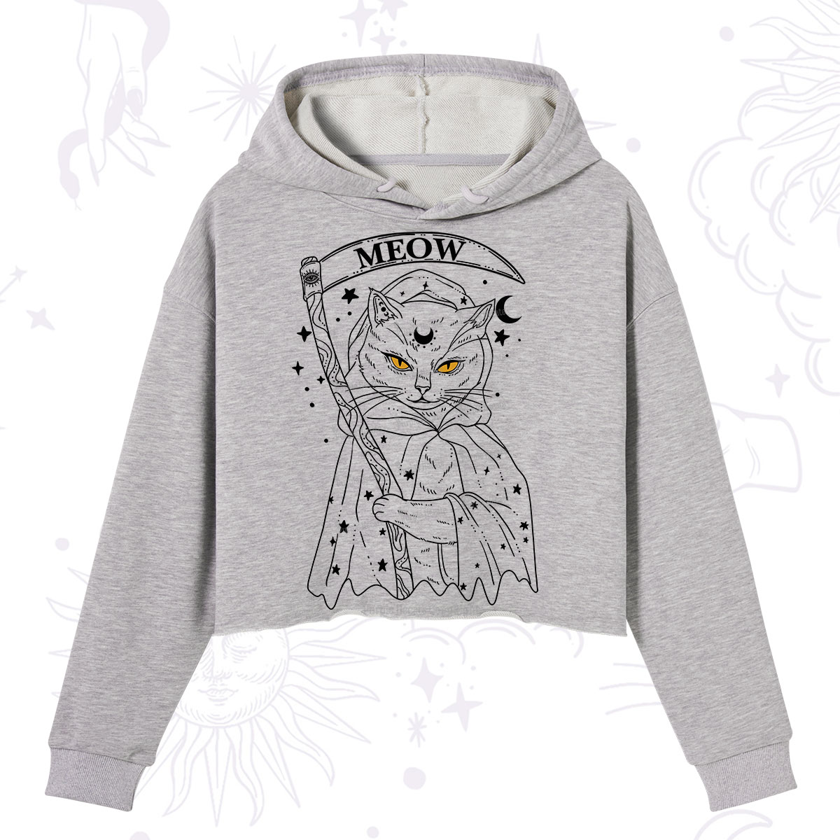 Purplehecate Grim Meow Reaper Crop Hoodie