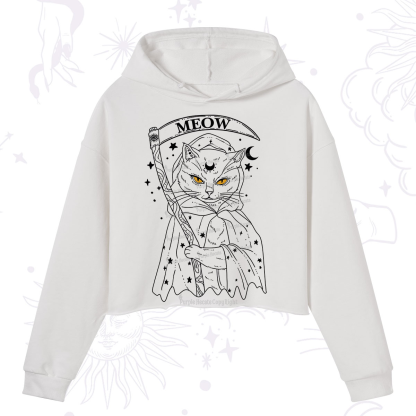 Purplehecate Grim Meow Reaper Crop Hoodie