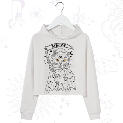 Purplehecate Grim Meow Reaper Crop Hoodie