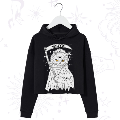 Purplehecate Grim Meow Reaper Crop Hoodie