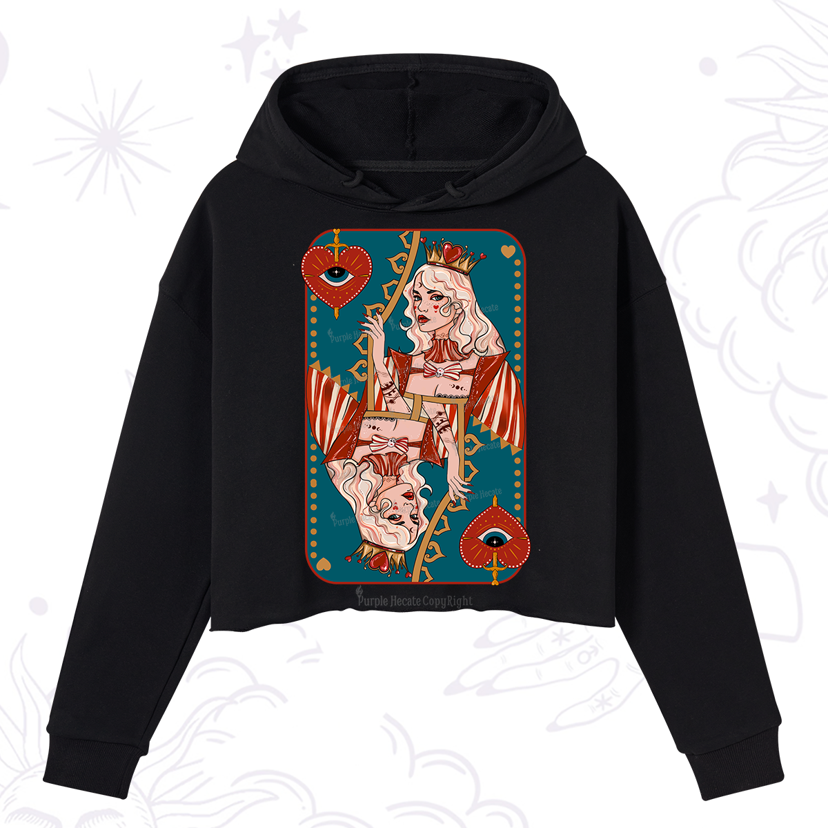 Purplehecate Mystic Queen of Hearts Crop Hoodie