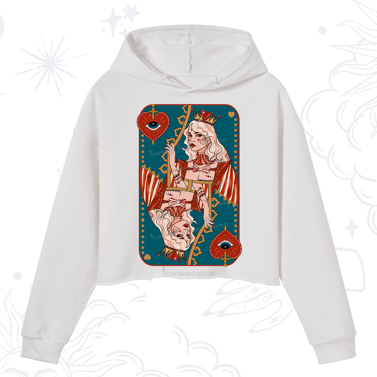 Purplehecate Mystic Queen of Hearts Crop Hoodie