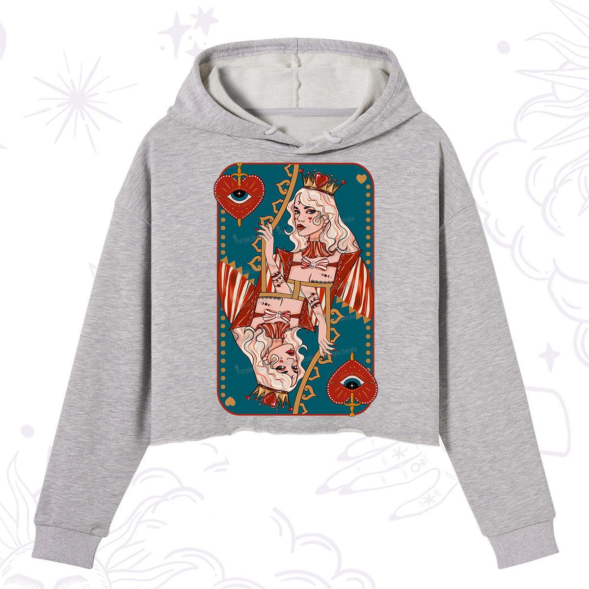 Purplehecate Mystic Queen of Hearts Crop Hoodie