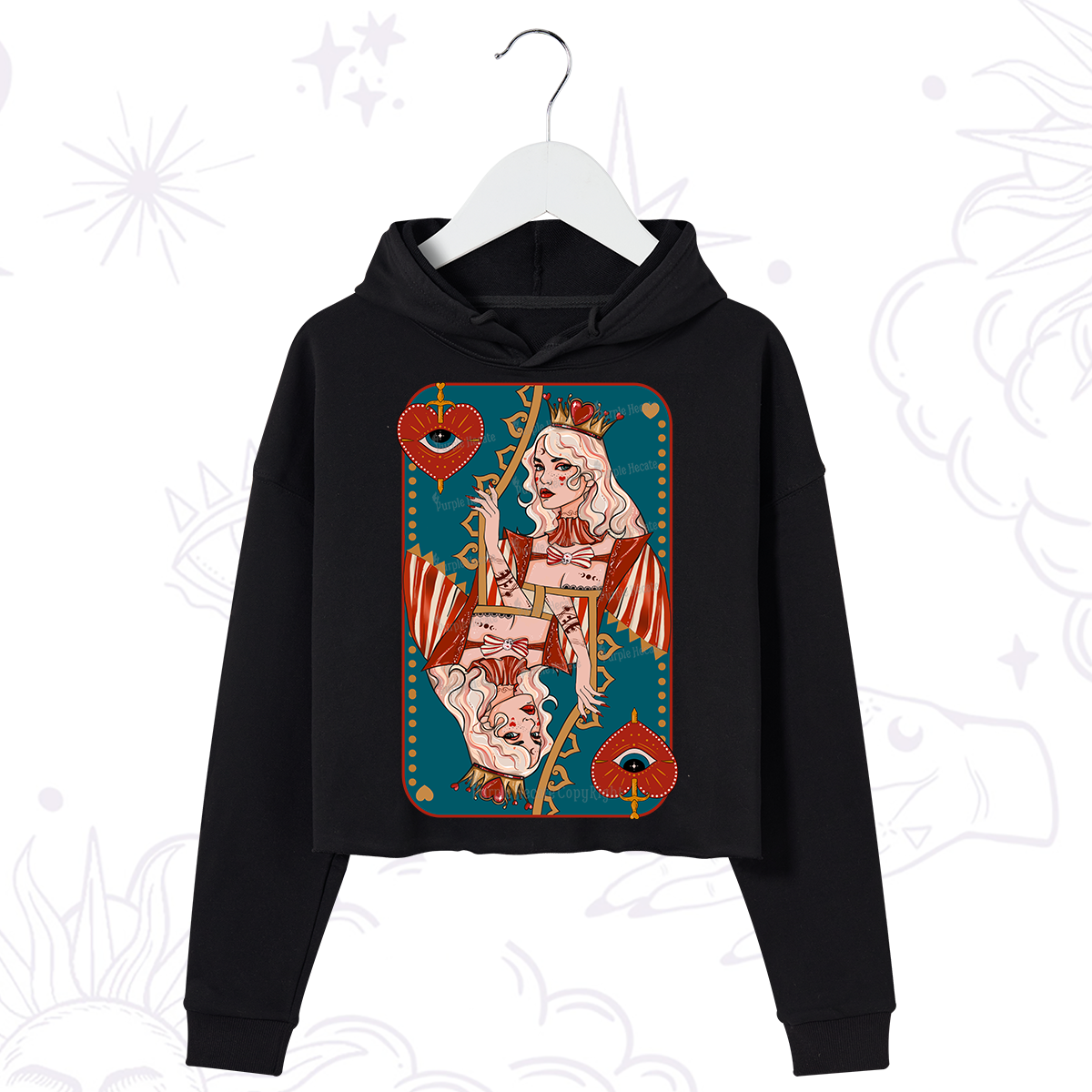 Purplehecate Mystic Queen of Hearts Crop Hoodie