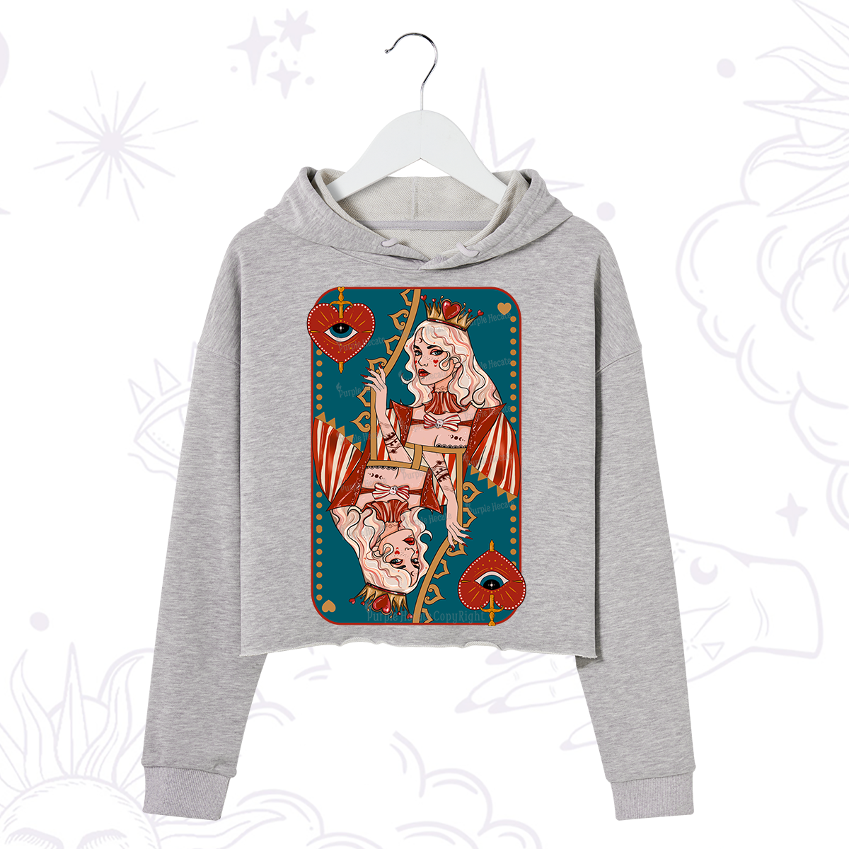 Purplehecate Mystic Queen of Hearts Crop Hoodie
