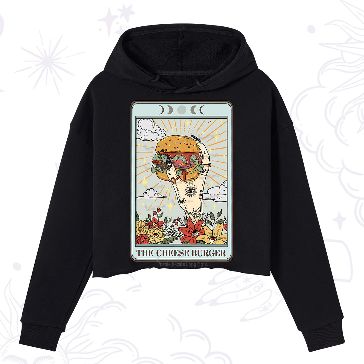 Purplehecate The Cheese Burger Tarot Crop Hoodie