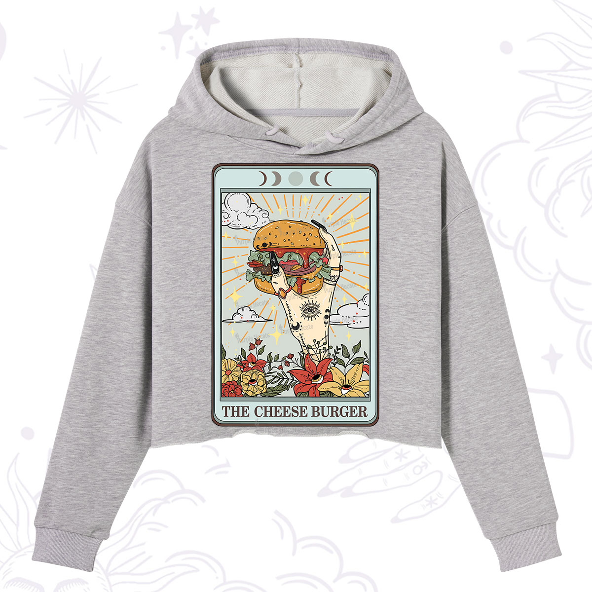 Purplehecate The Cheese Burger Tarot Crop Hoodie