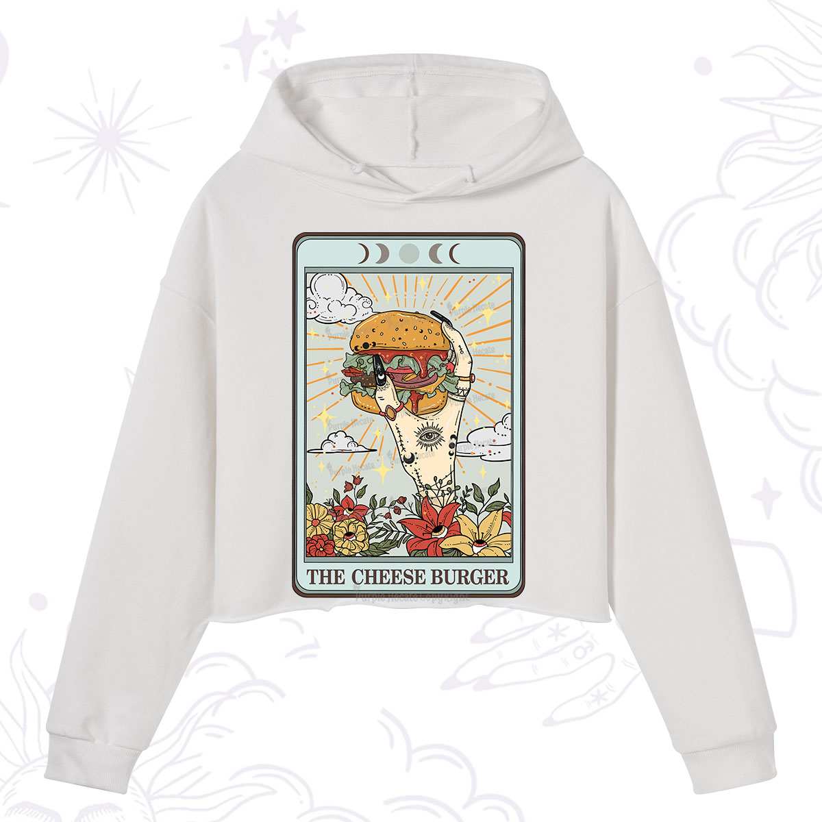 Purplehecate The Cheese Burger Tarot Crop Hoodie