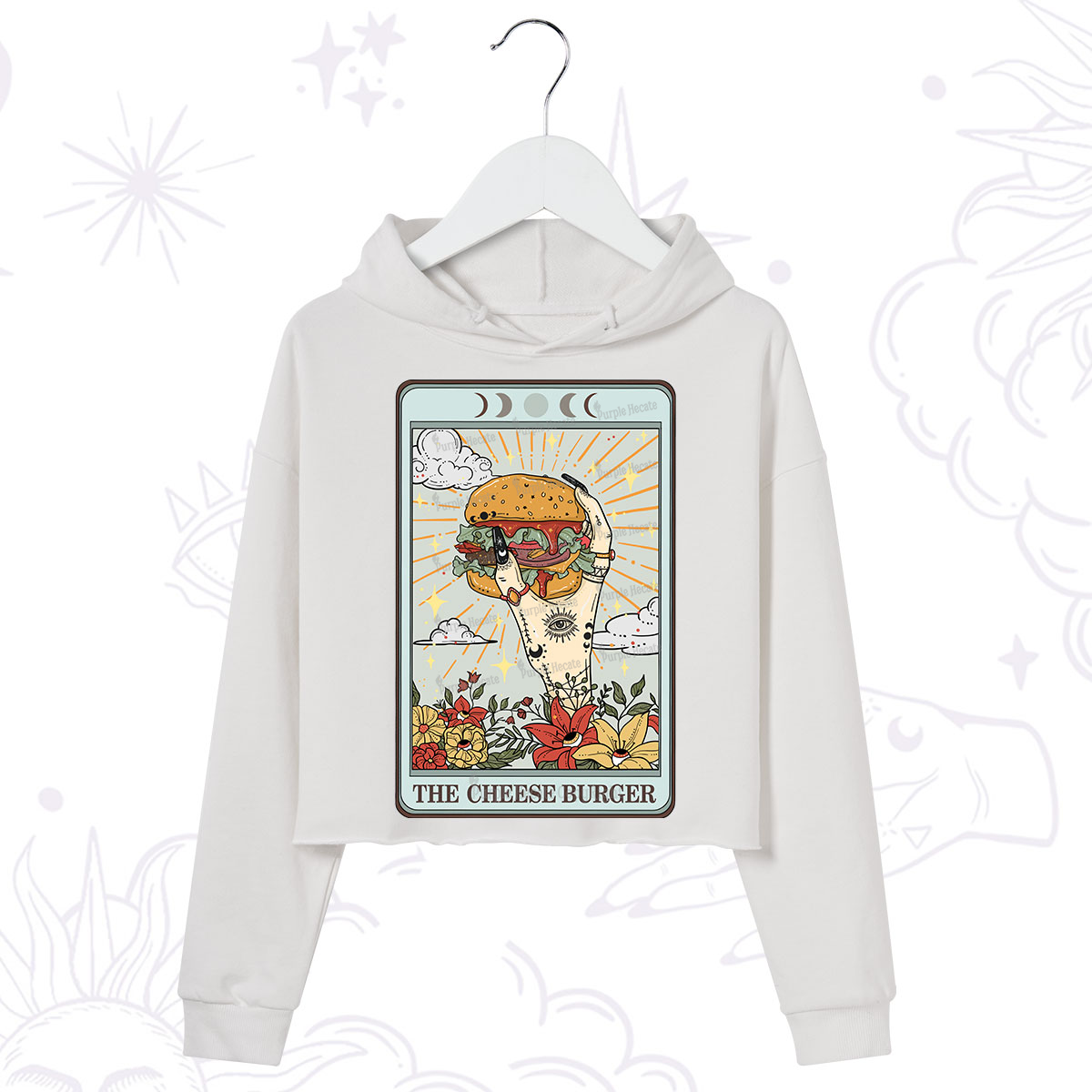 Purplehecate The Cheese Burger Tarot Crop Hoodie