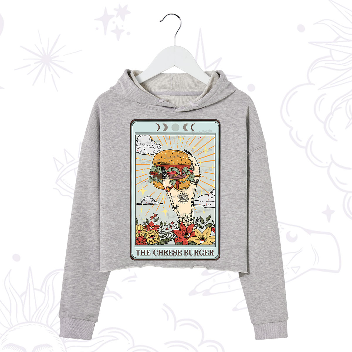 Purplehecate The Cheese Burger Tarot Crop Hoodie