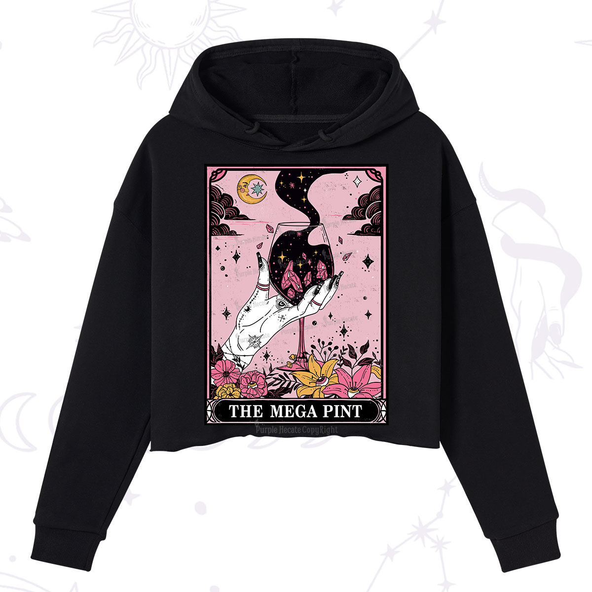 Purplehecate The Mega Pint Tarot Card Crop Hoodie