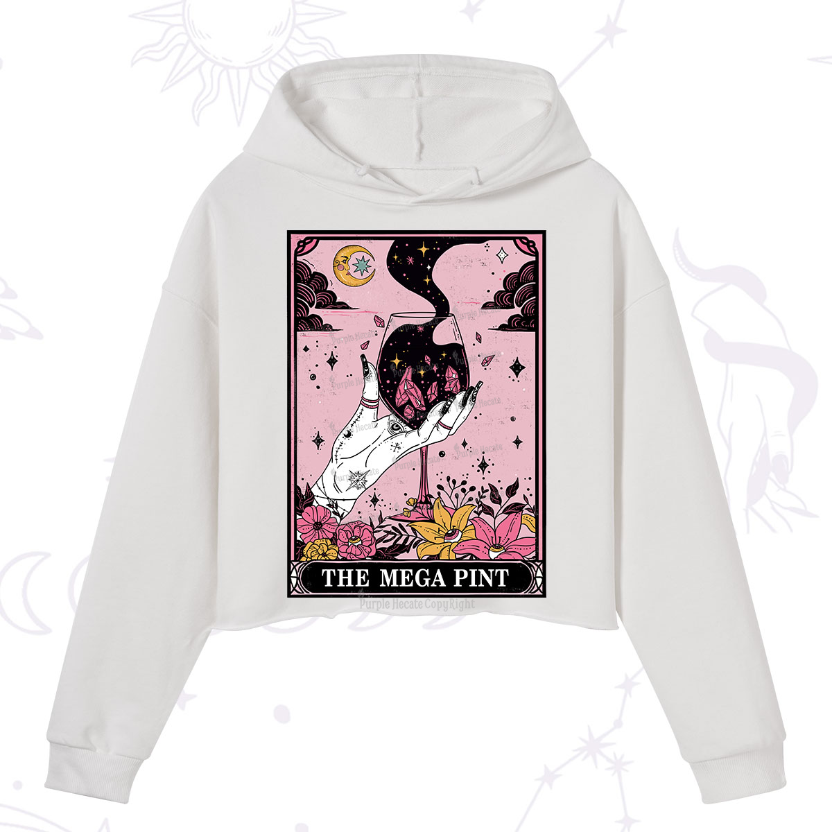 Purplehecate The Mega Pint Tarot Card Crop Hoodie