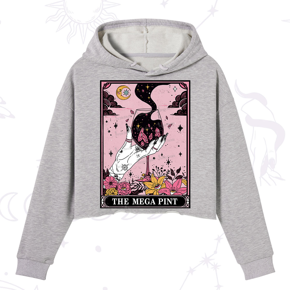 Purplehecate The Mega Pint Tarot Card Crop Hoodie