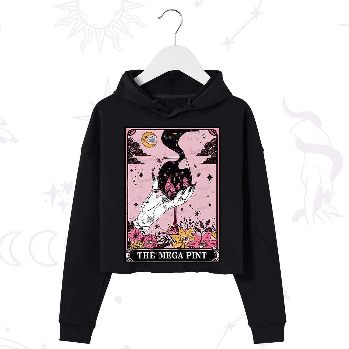 Purplehecate The Mega Pint Tarot Card Crop Hoodie