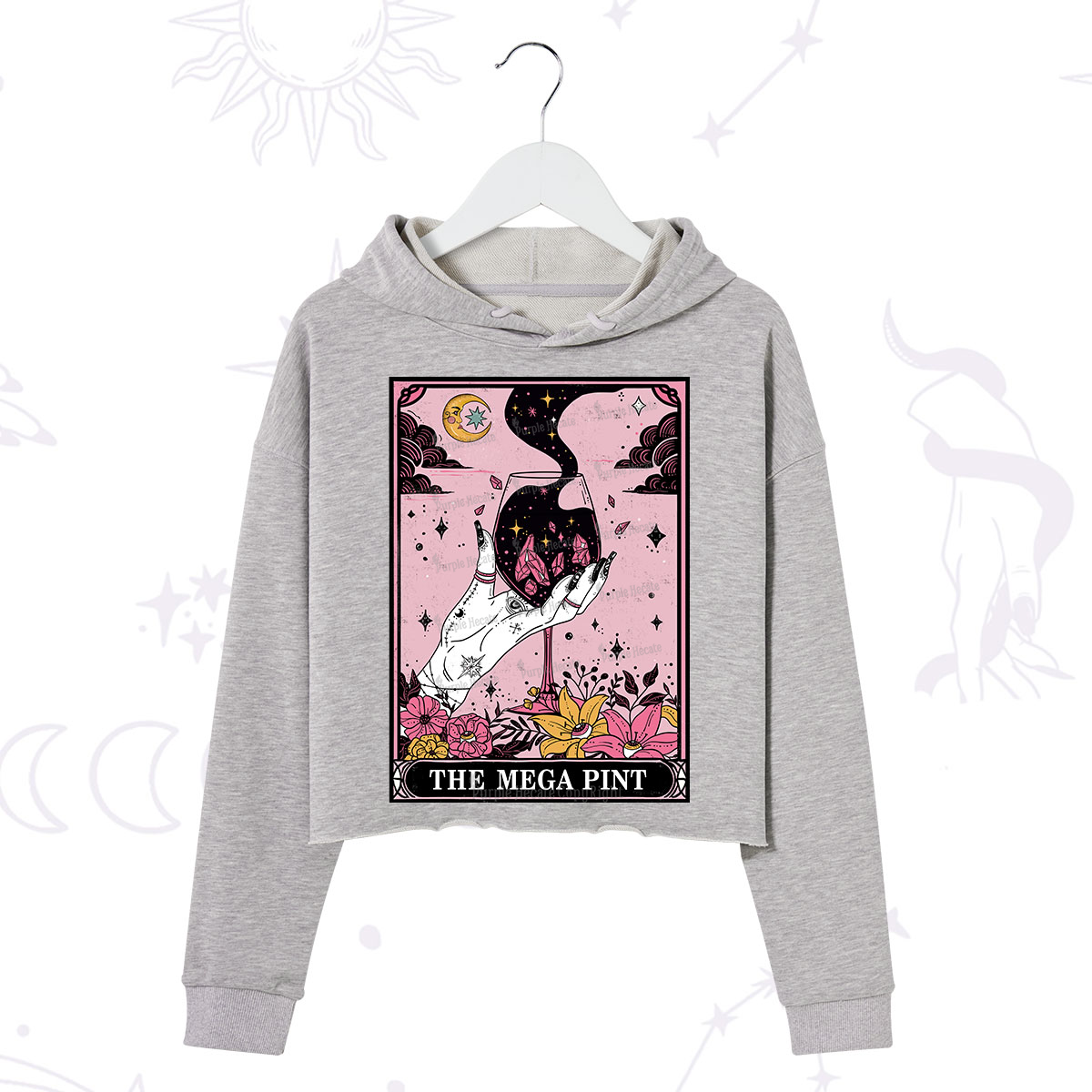 Purplehecate The Mega Pint Tarot Card Crop Hoodie