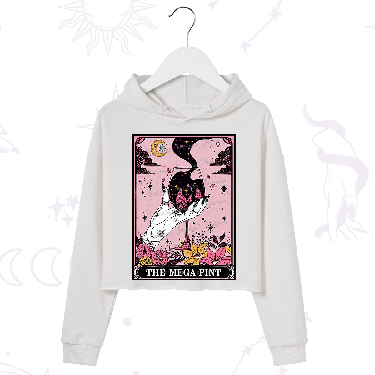 Purplehecate The Mega Pint Tarot Card Crop Hoodie